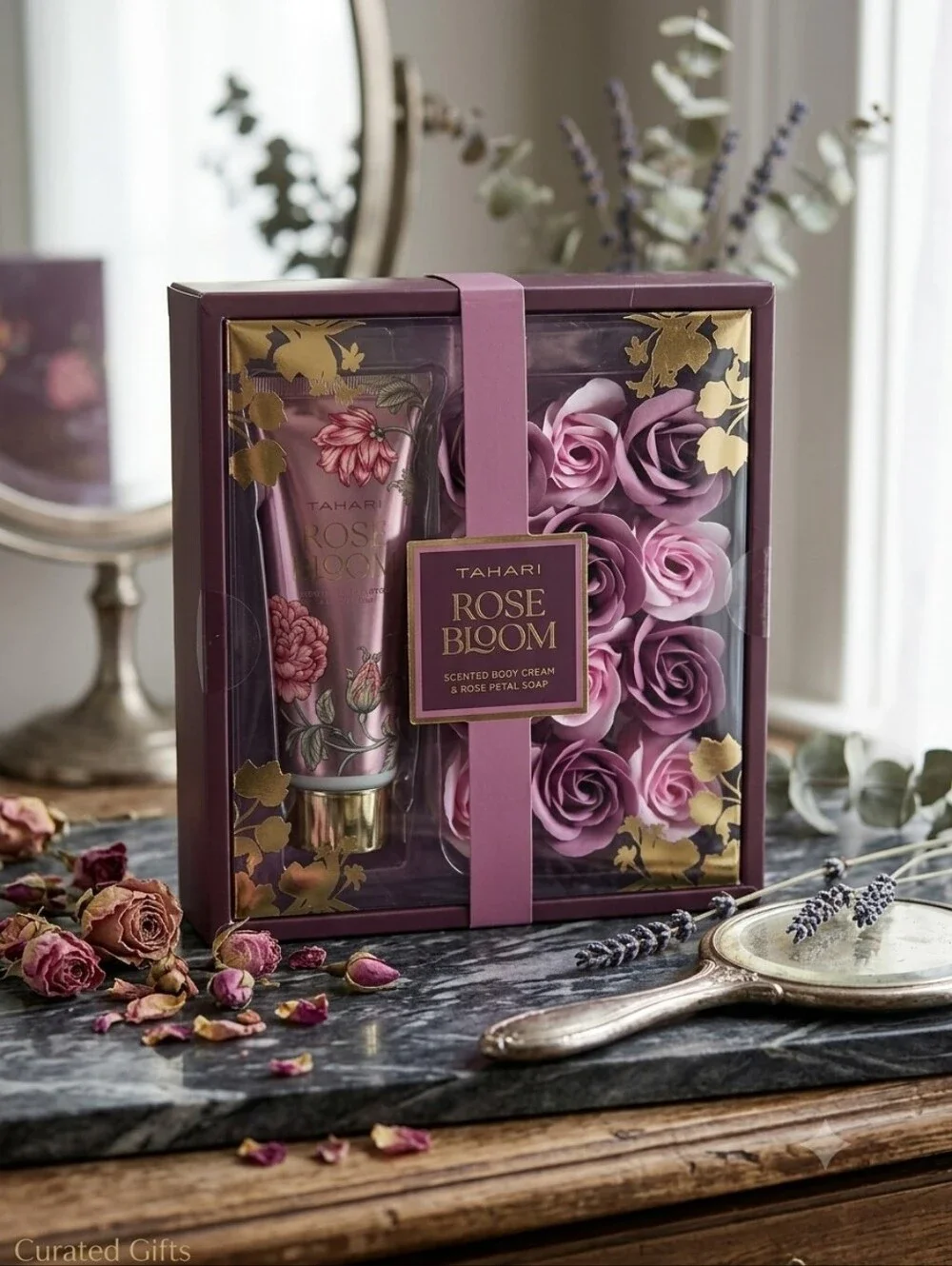 Tahari Rose Bloom Body Cream & Rose Petal Soap Gift Set
